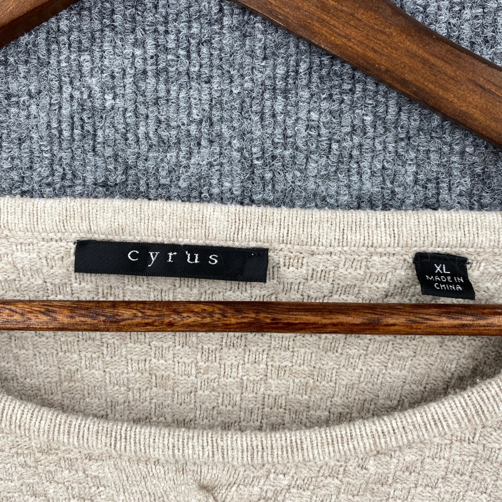 Cyrus Sweater Women XL Beige Cable Knit Basketweave Pullover Cozy Minimalist - Picture 2 of 9